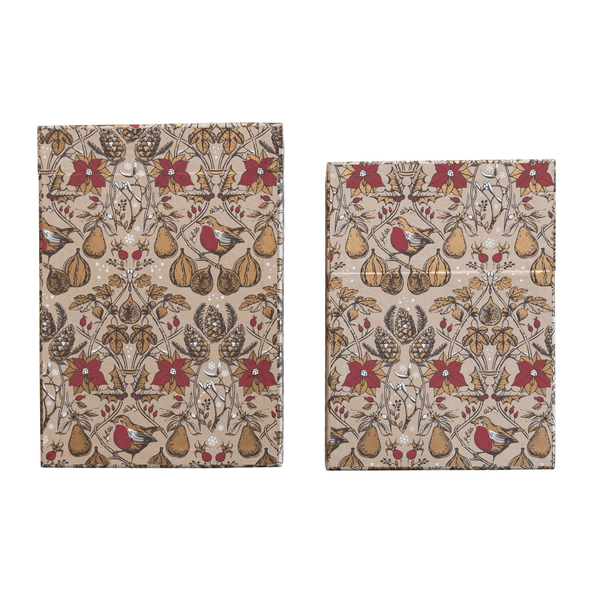 Recycled Paper Gift Boxes with Floral Pattern & Button Closures