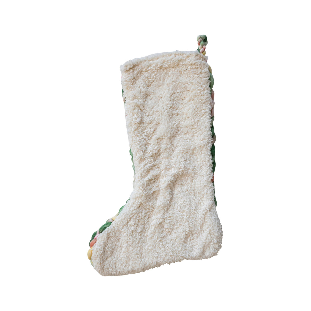 Hand-Woven Multicolor Chunky Knit Stocking with Sherpa Back