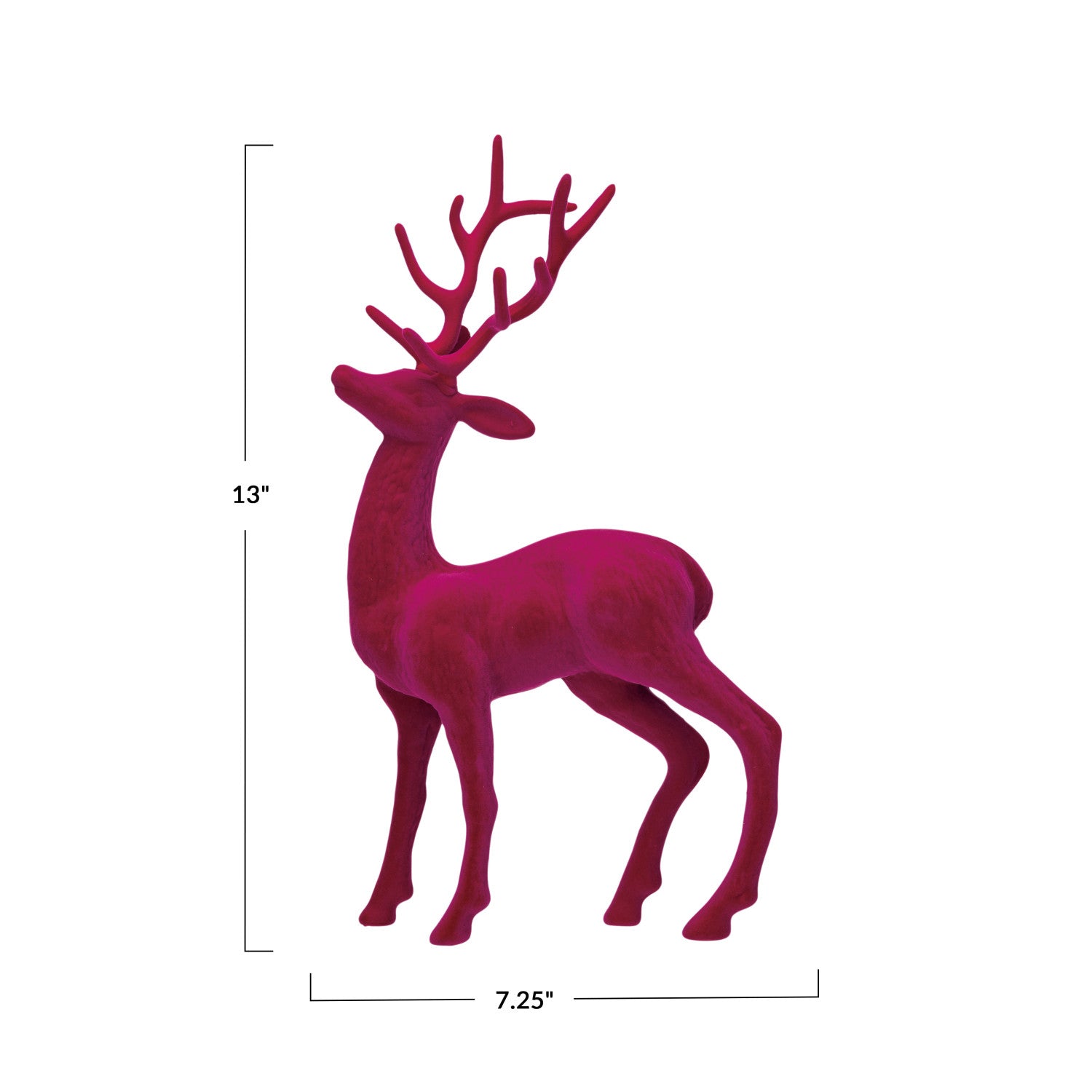 Flocked Pink Standing Deer Figurine