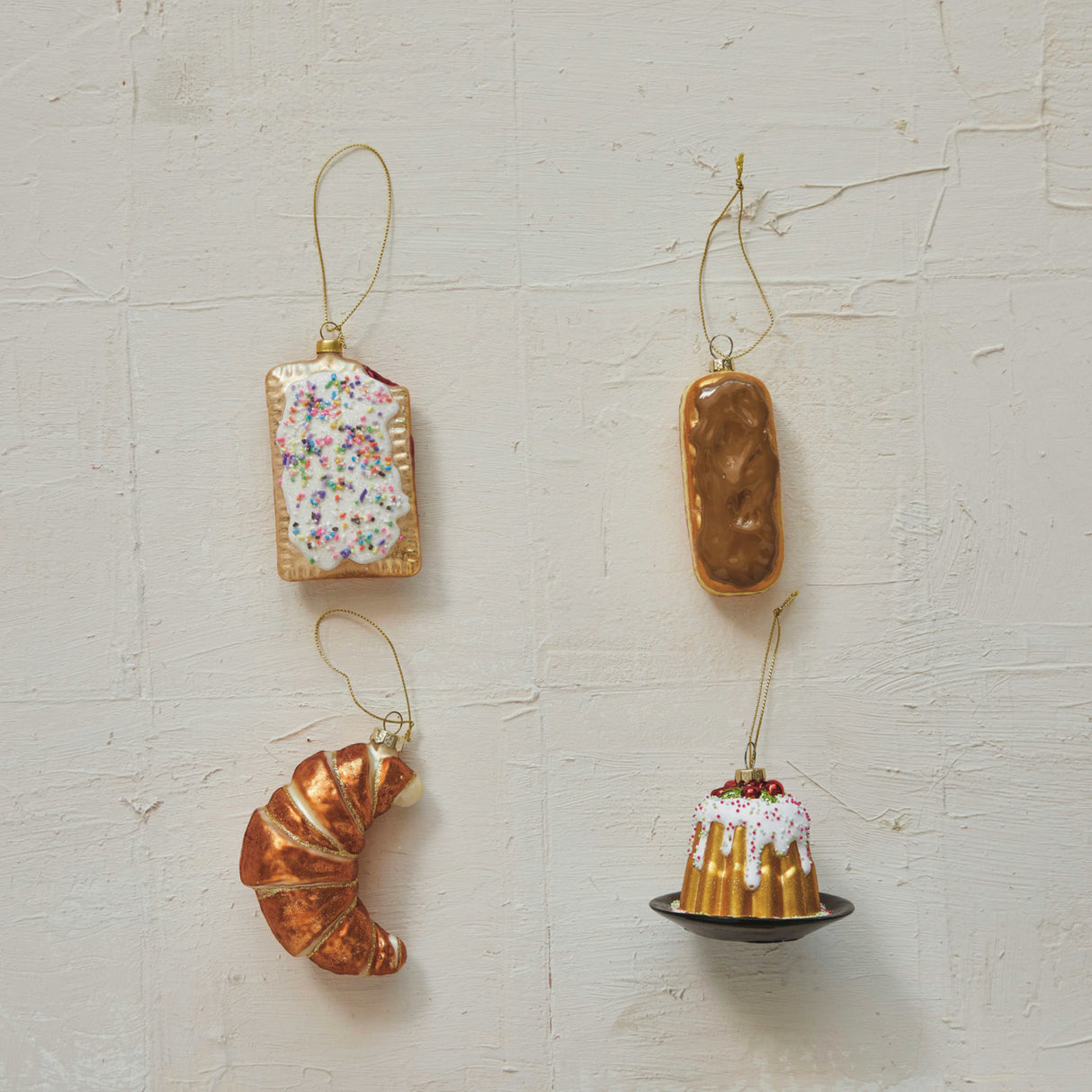 Glass Pop Tart Toaster Pastry Ornament with Beads & Glitter