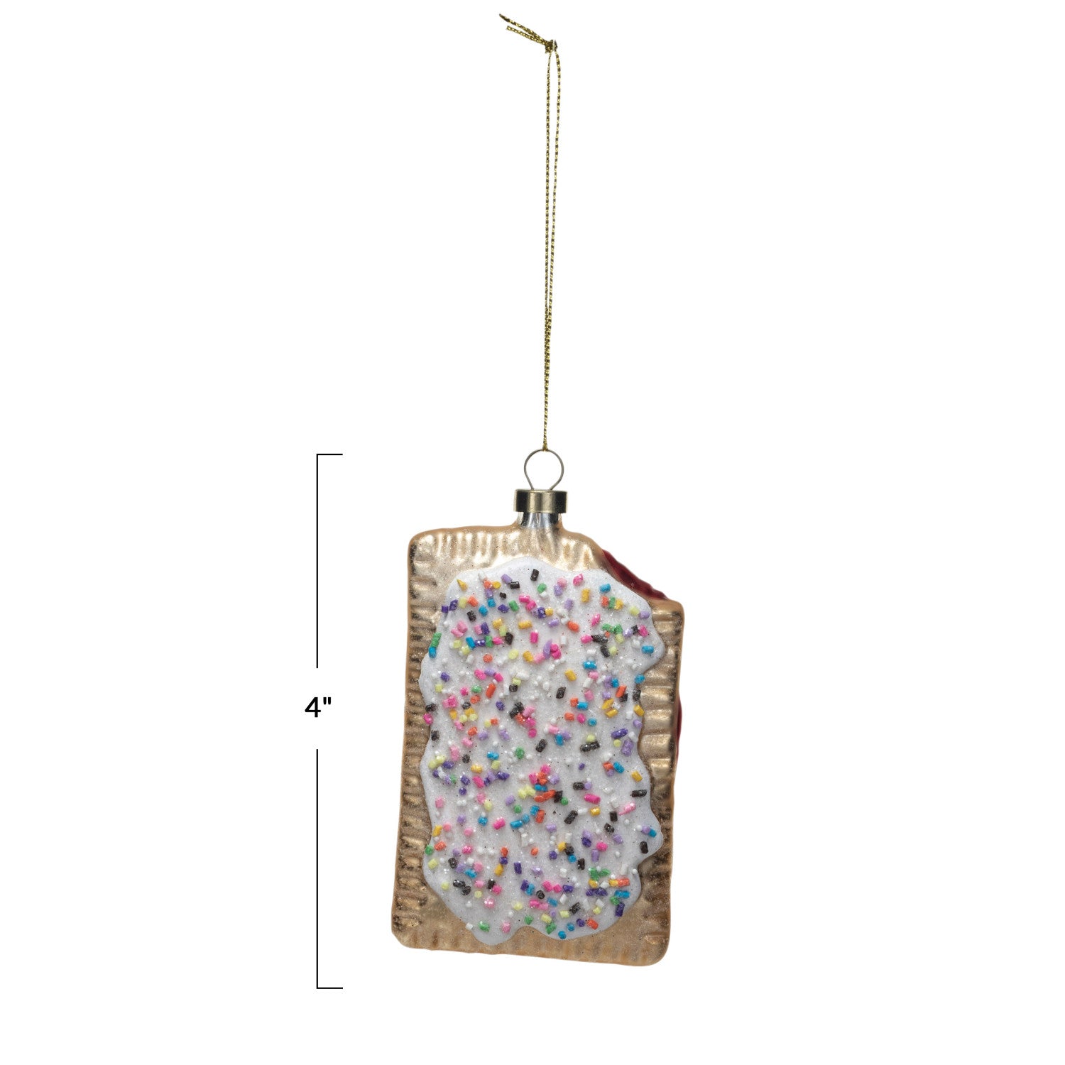Glass Pop Tart Toaster Pastry Ornament with Beads & Glitter