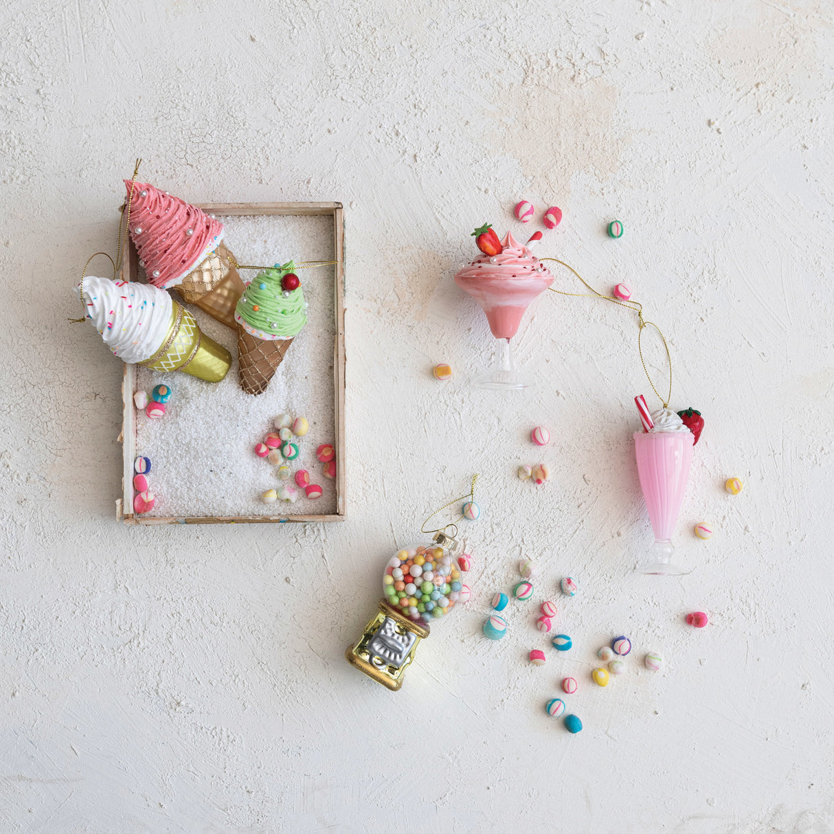 Ice Cream Cone Ornaments with Glitter & Beads