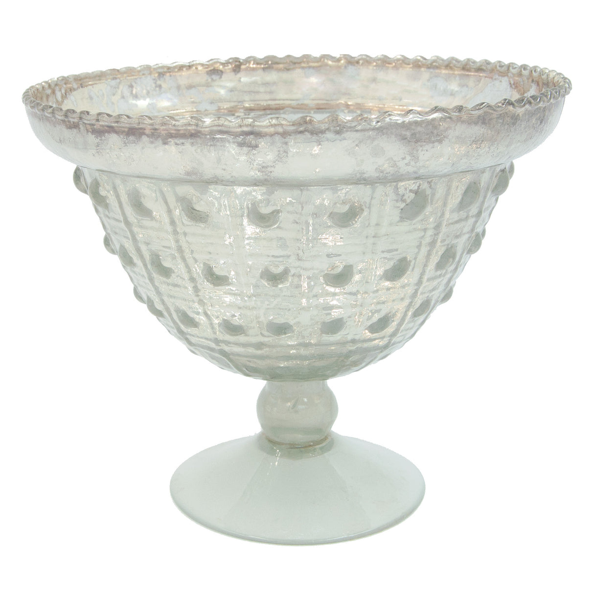 Embossed Mercury Glass Footed Bowl | 2 Sizes