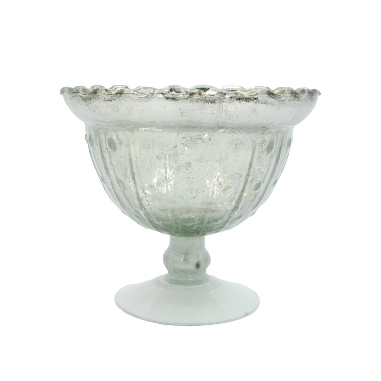Embossed Mercury Glass Footed Bowl | 2 Sizes