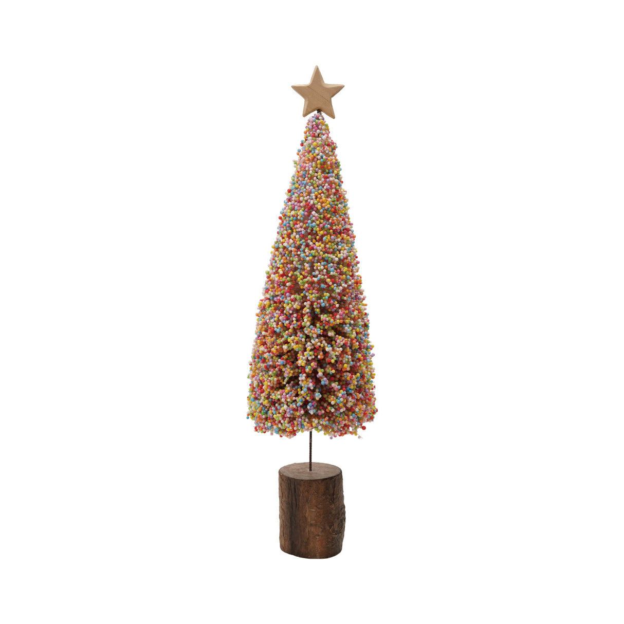 Colorful Microbead Christmas Tree with Wood Slice Base | 2 Sizes
