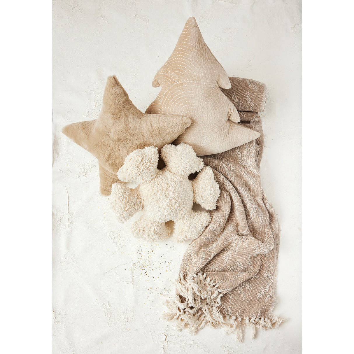Tan Faux Fur Star Shaped Pillow
