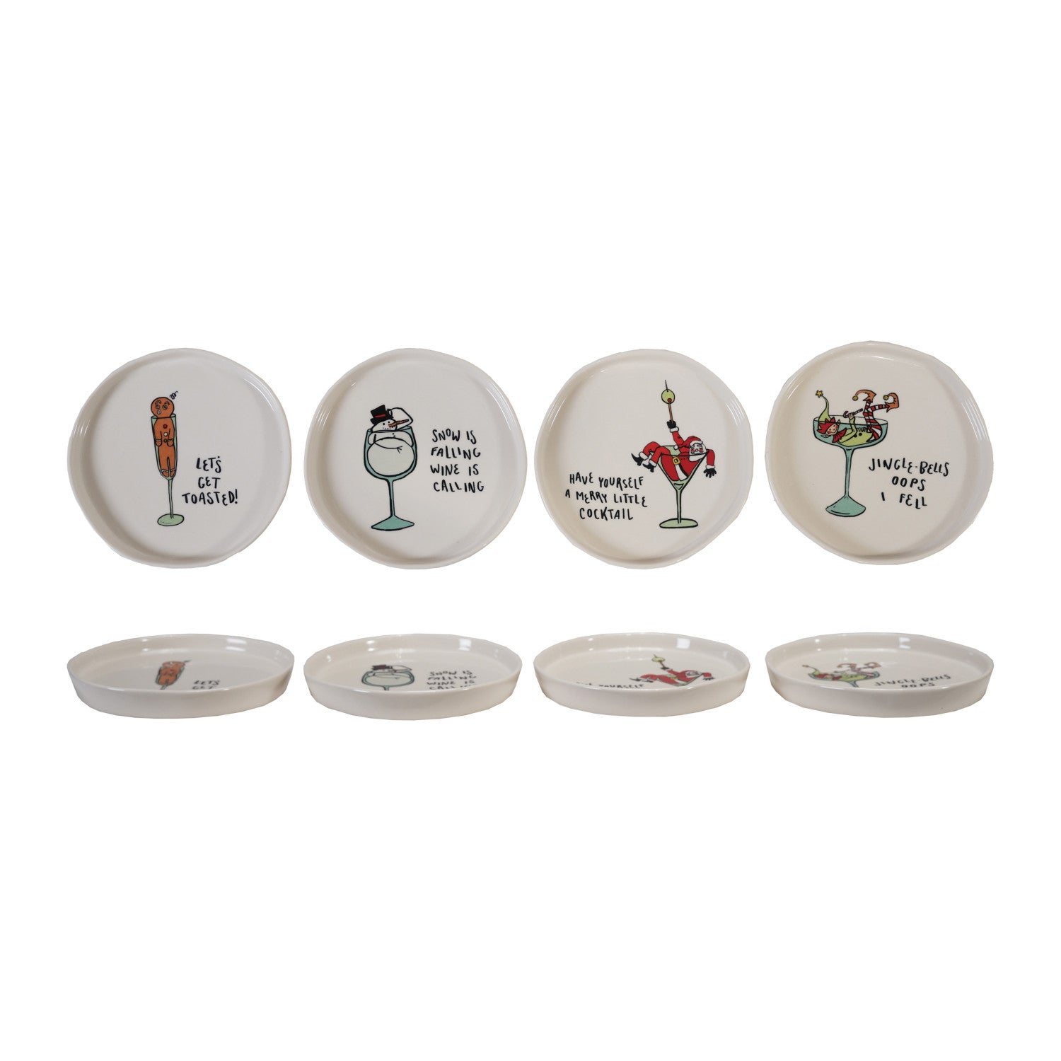 Tipsy Holiday Sayings Ceramic Plate | 4 Styles