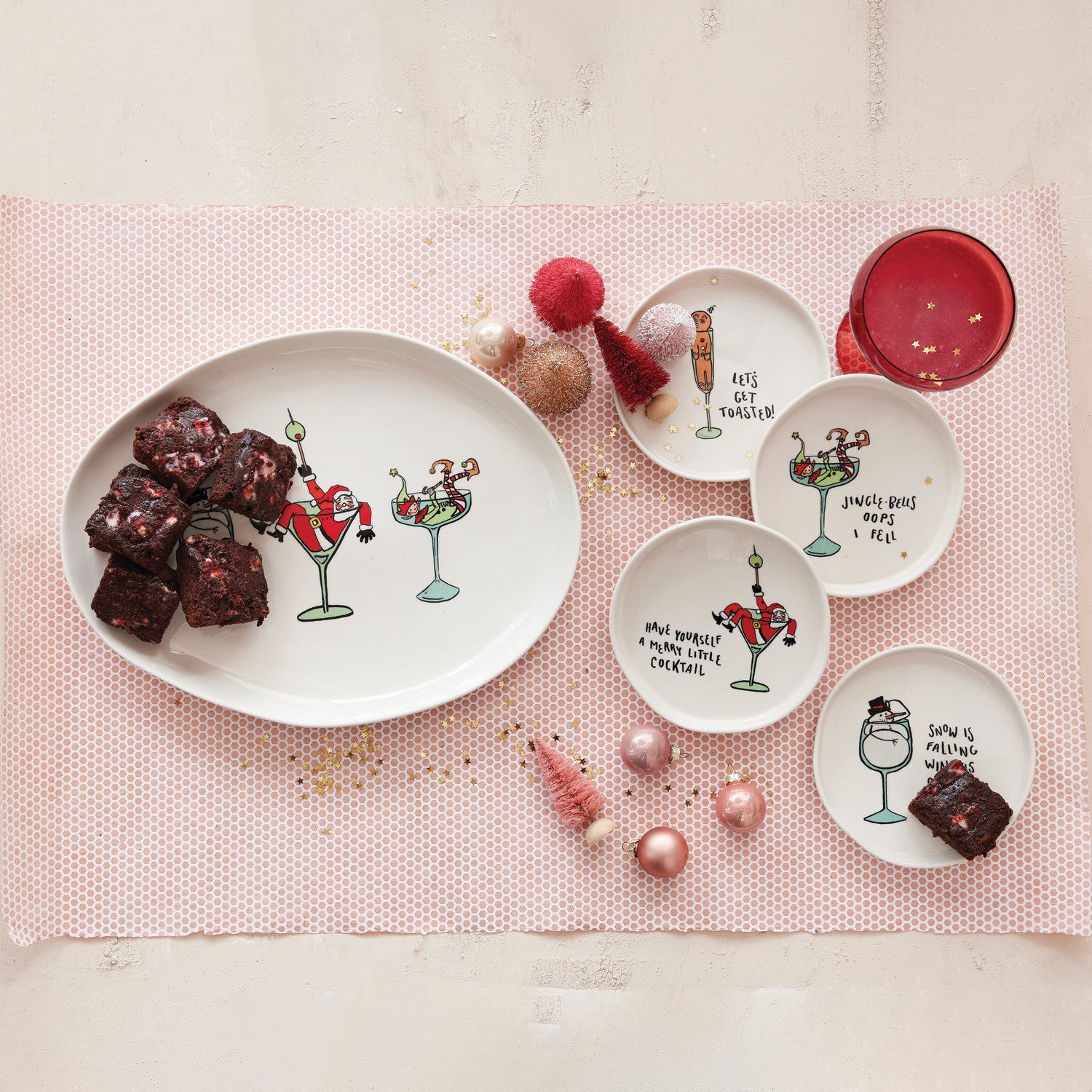 Tipsy Holiday Sayings Ceramic Plate | 4 Styles