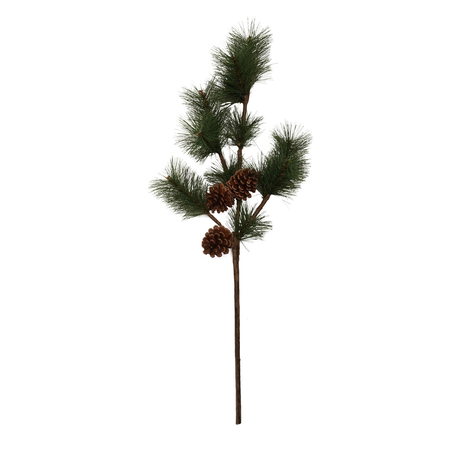 Faux Pine Branch with Pinecones Stem