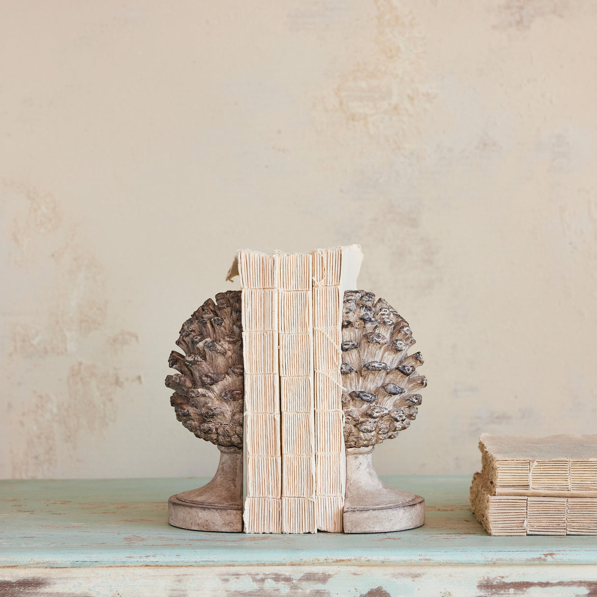 Resin Pinecone Finial Bookends