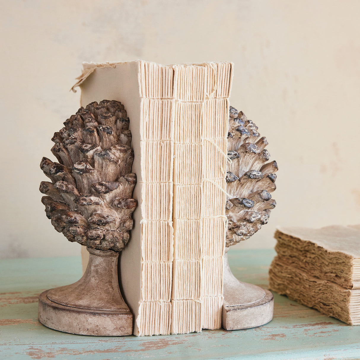 Resin Pinecone Finial Bookends