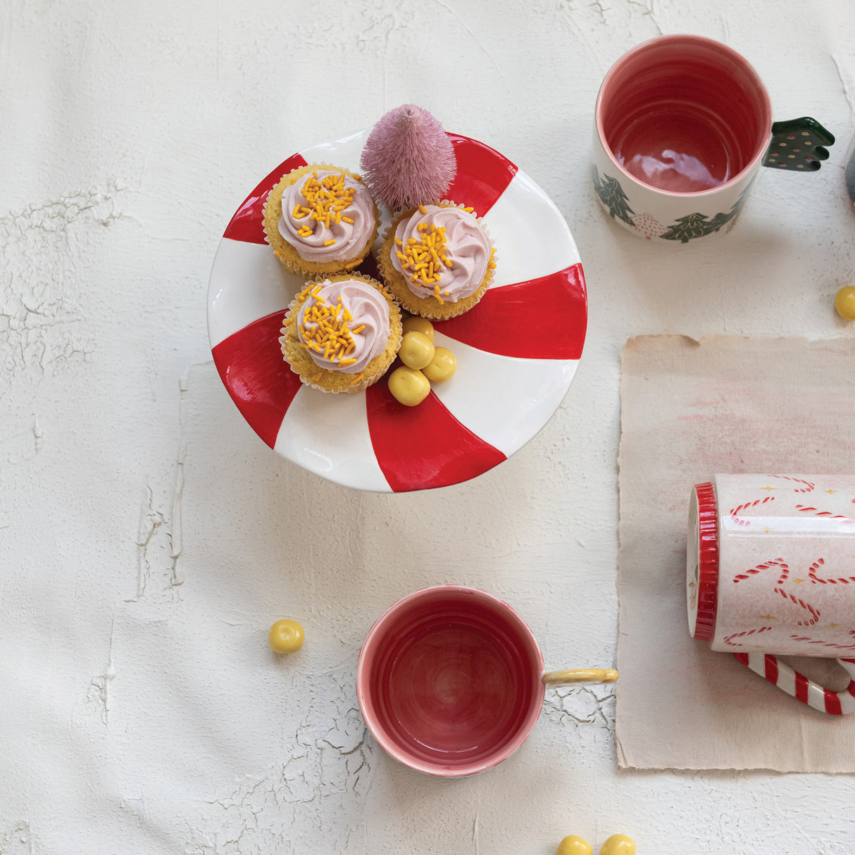 Hand-Painted Ceramic Peppermint Pedestal