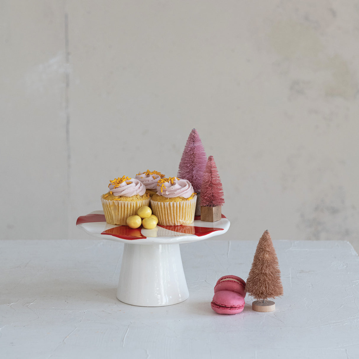 Hand-Painted Ceramic Peppermint Pedestal