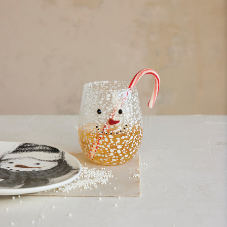 Snowman Confetti Stemless Wine Glass