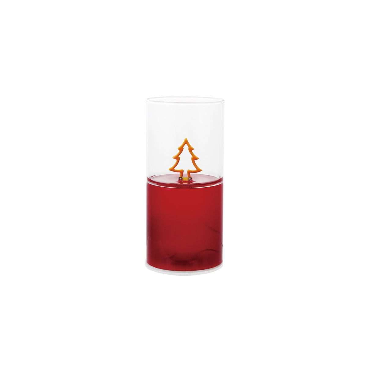Glass LED Cylinder Red Candle Light with Tree Filament