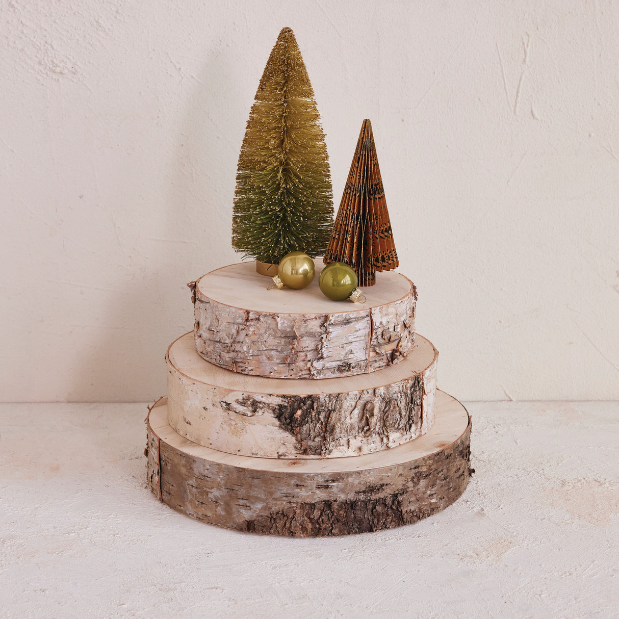 Natural Birch Wood Slice Display Risers