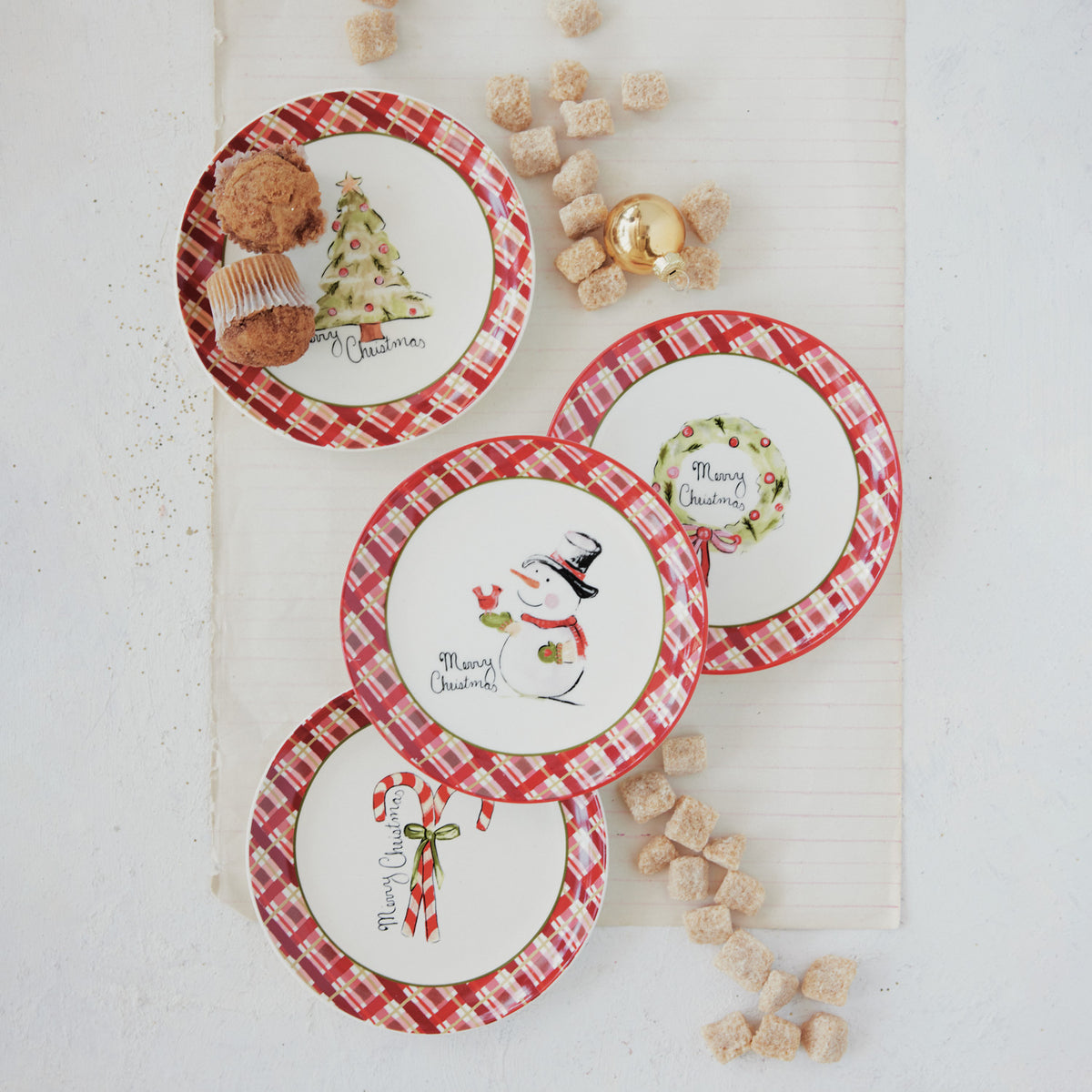 Merry Christmas Plaid Ceramic Plate
