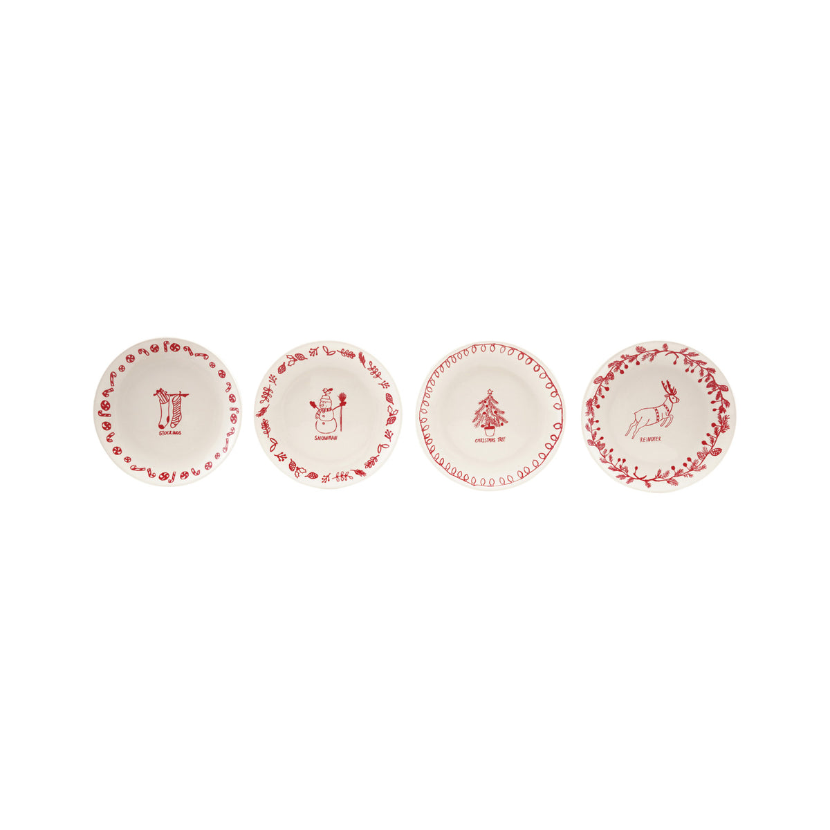Red & White Christmas Icon Plates