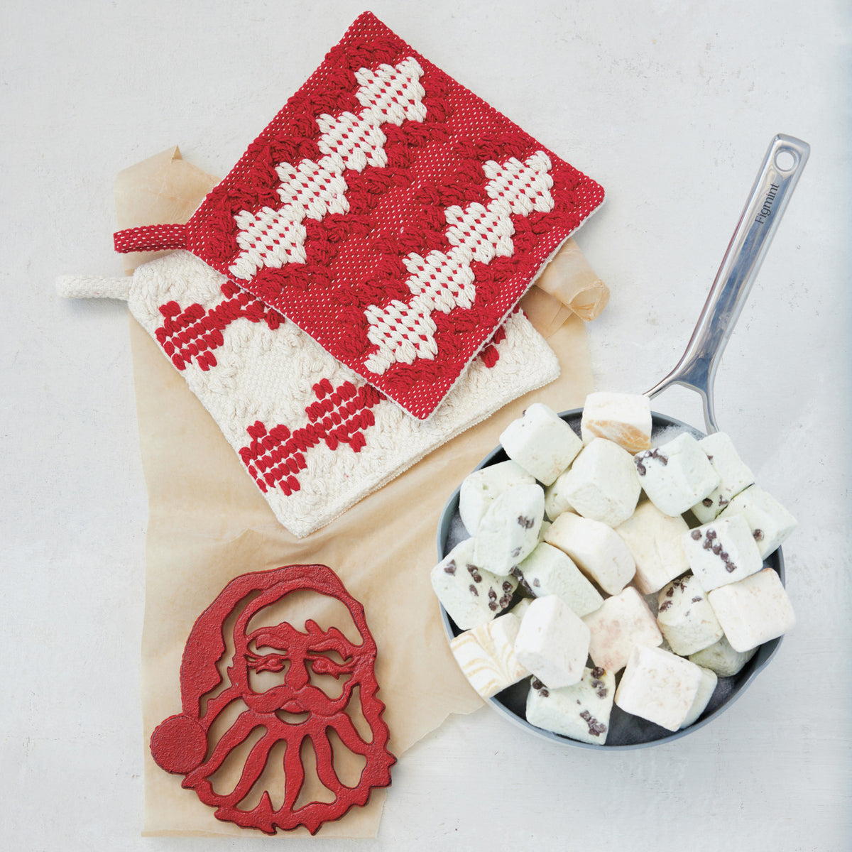 Christmas Tufted Diamond Cotton Pot Holder