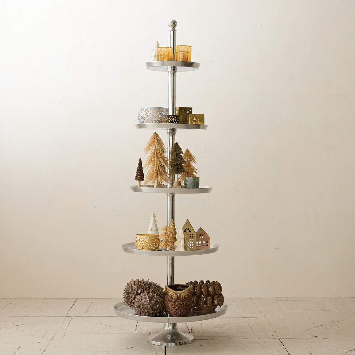 Silver Aluminum 5-Tier Display Stand