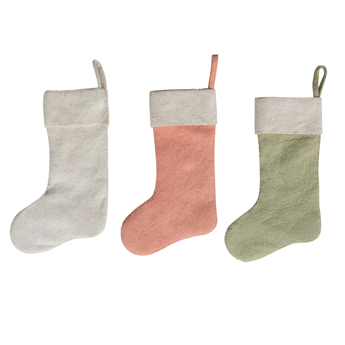 Handmade Wool Felt Stocking with Embroidery & Beads