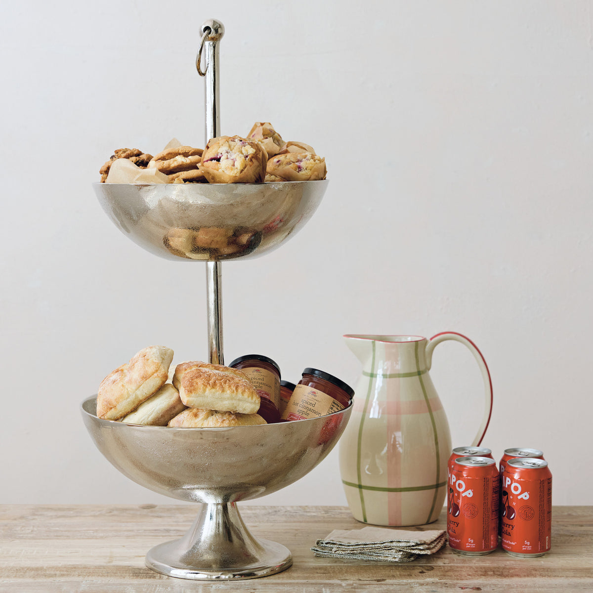 Nickel Cast Aluminum Two-Tier Serving Bowl