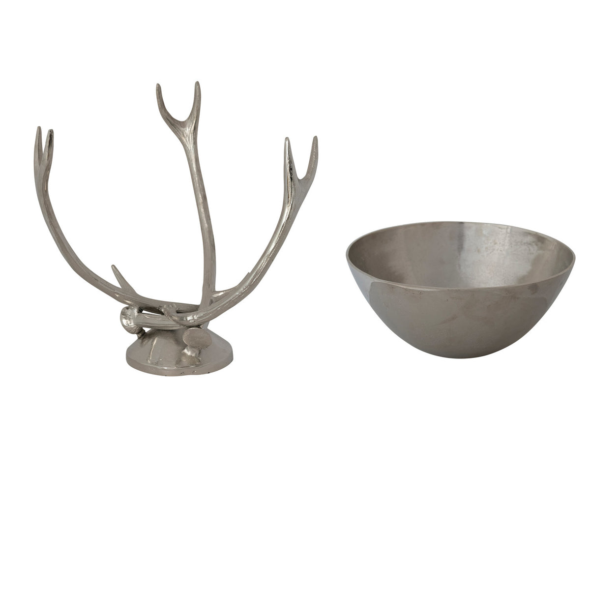 Silver Aluminum Antler Stand Serving Bowl