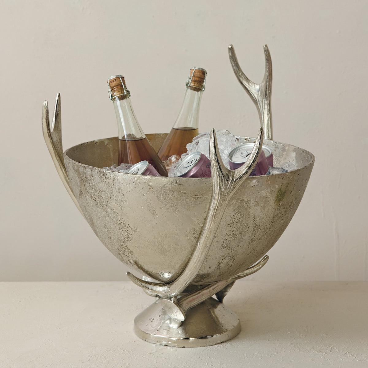 Silver Aluminum Antler Stand Serving Bowl