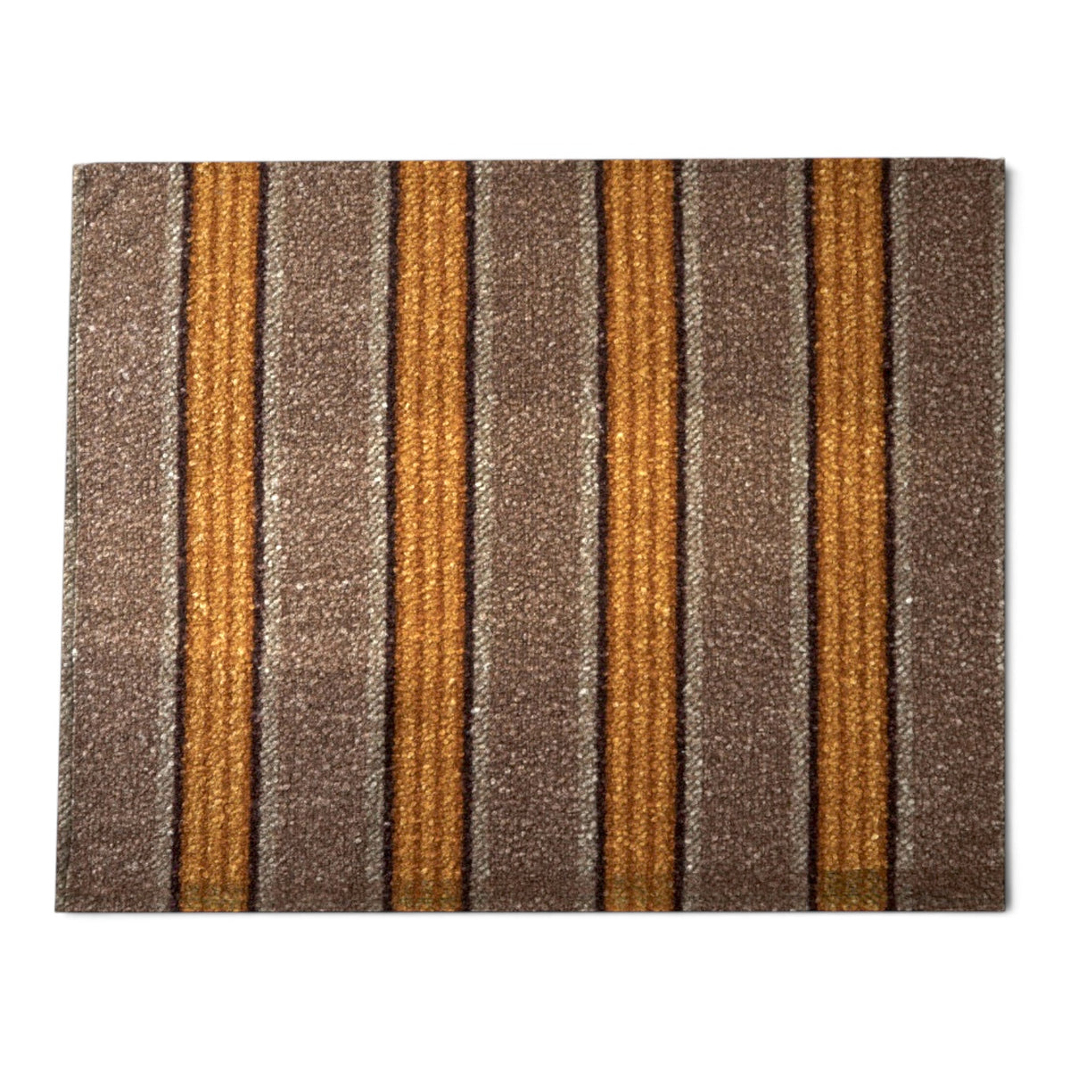 Brown & Mustard Striped Faux Sherpa Throw Blanket