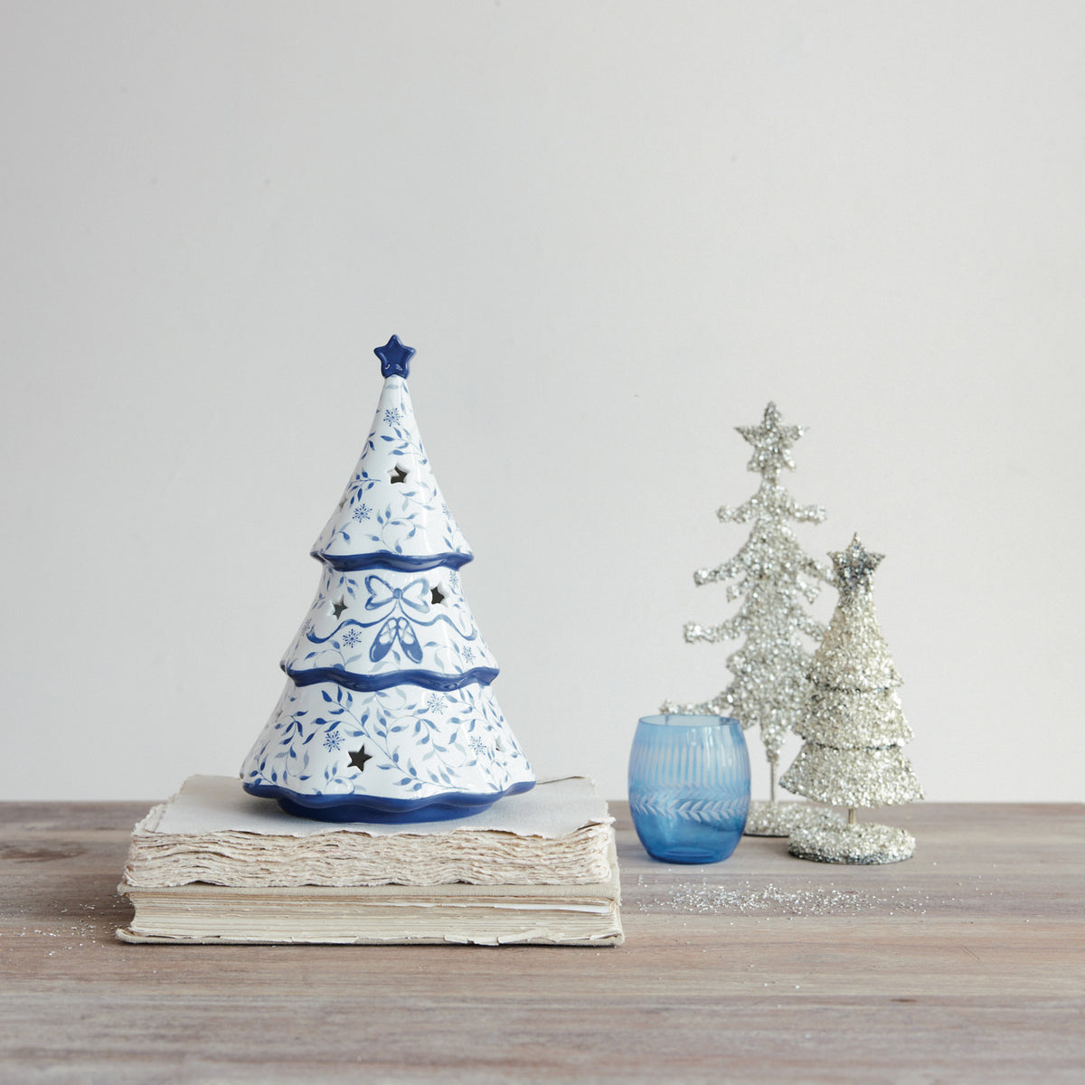 Blue & White Christmas Tree Plate