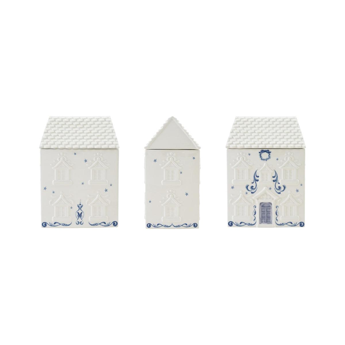 Blue & White Ceramic House Cookie Jar