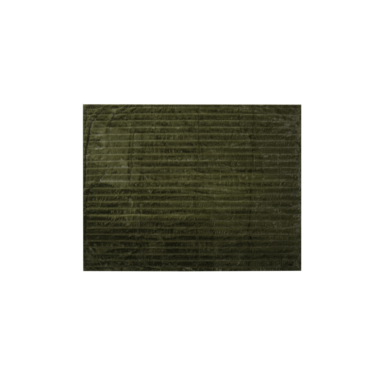 Green Ribbed Faux Fur Throw with Velvet Back