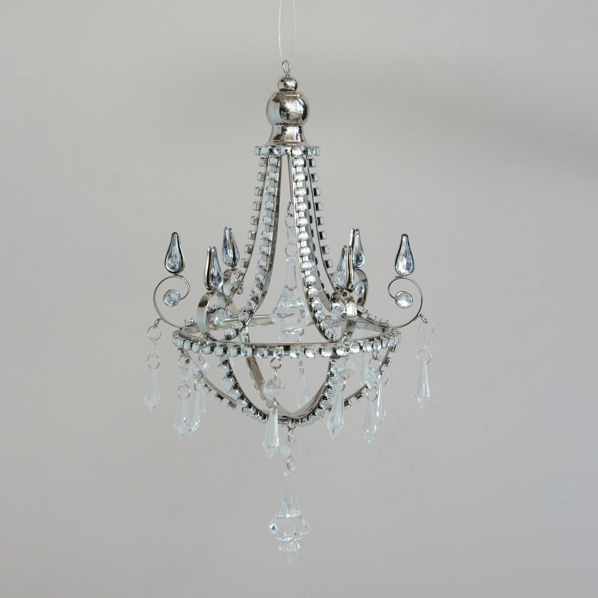 Silver Chandelier Ornament with Acrylic Jewels