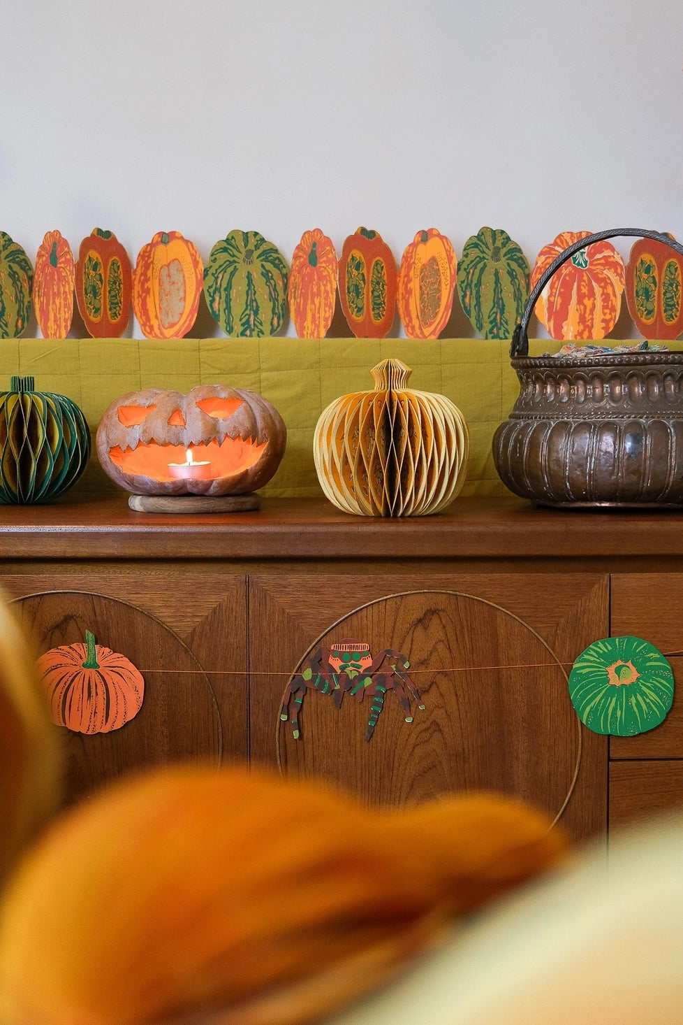 Pumpkin & Spooky Sewn Paper Garland | East End Press