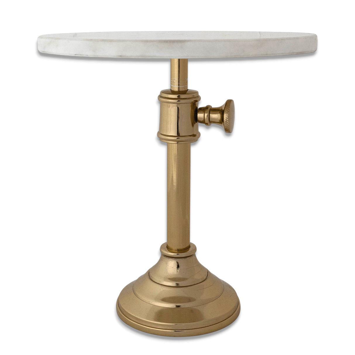 adjustable marble top pedestal stand with brass metal base