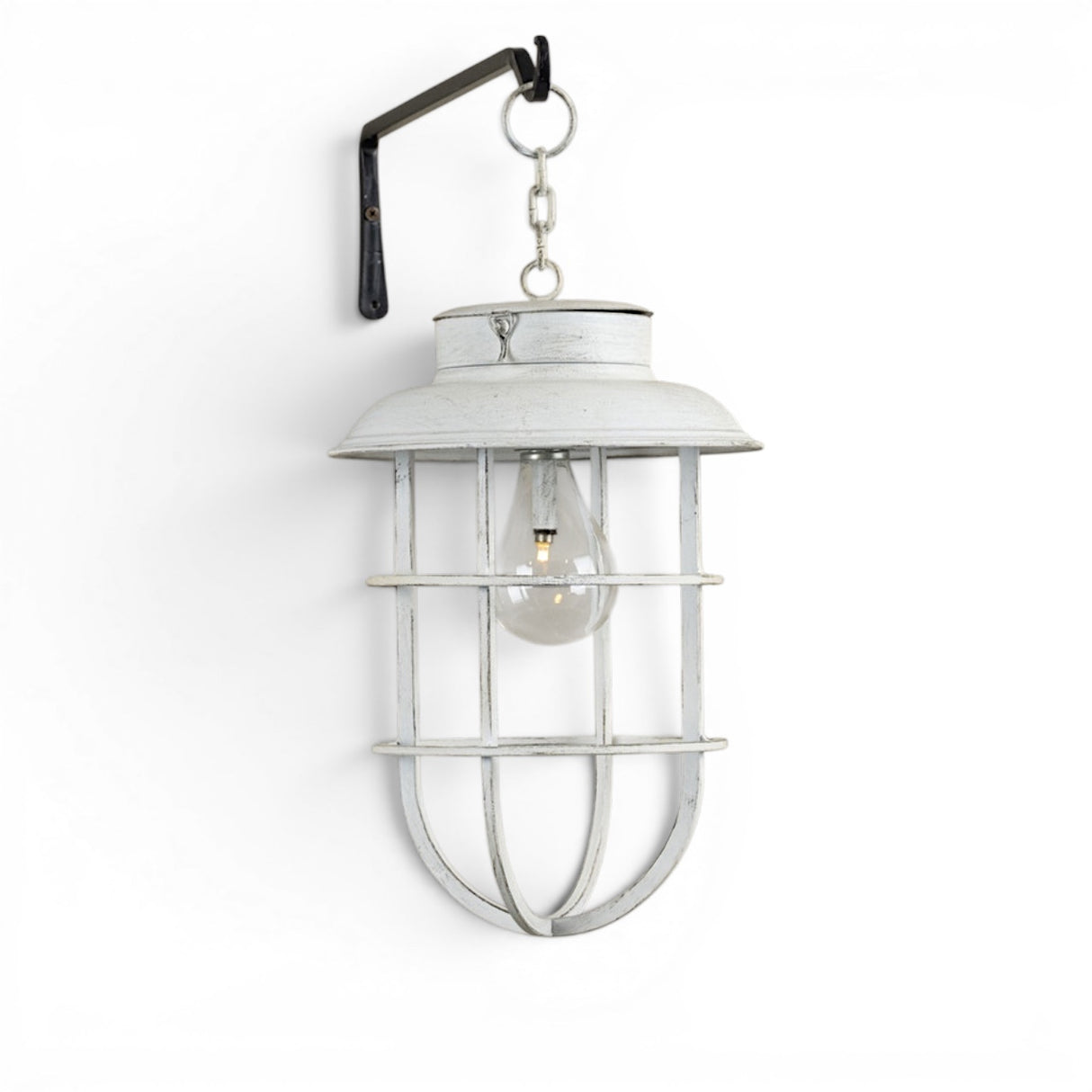 aged white hanging light with chain decorative lantern battery operated for indoor outdoor styling