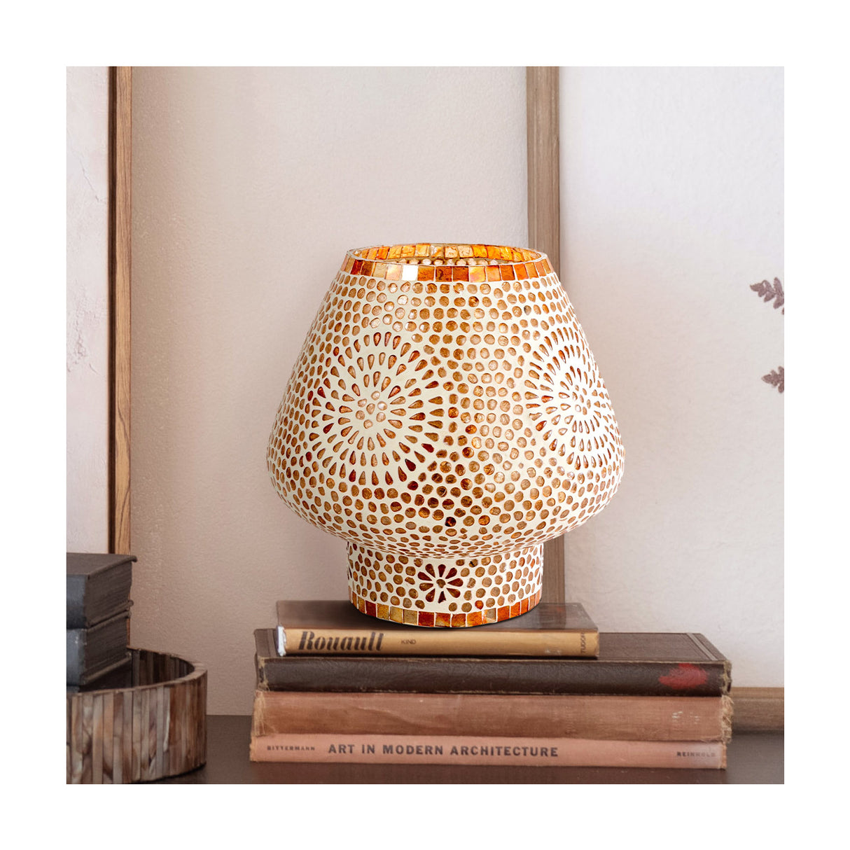 Amber Mosaic Glass Table Lamp