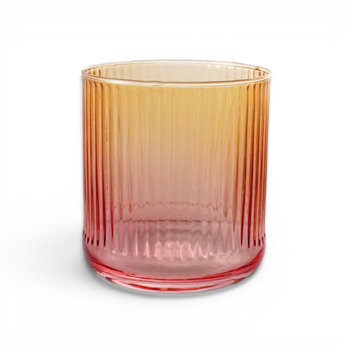 amber pink ombre ribbed drinking glass 12 oz textured glass tumbler