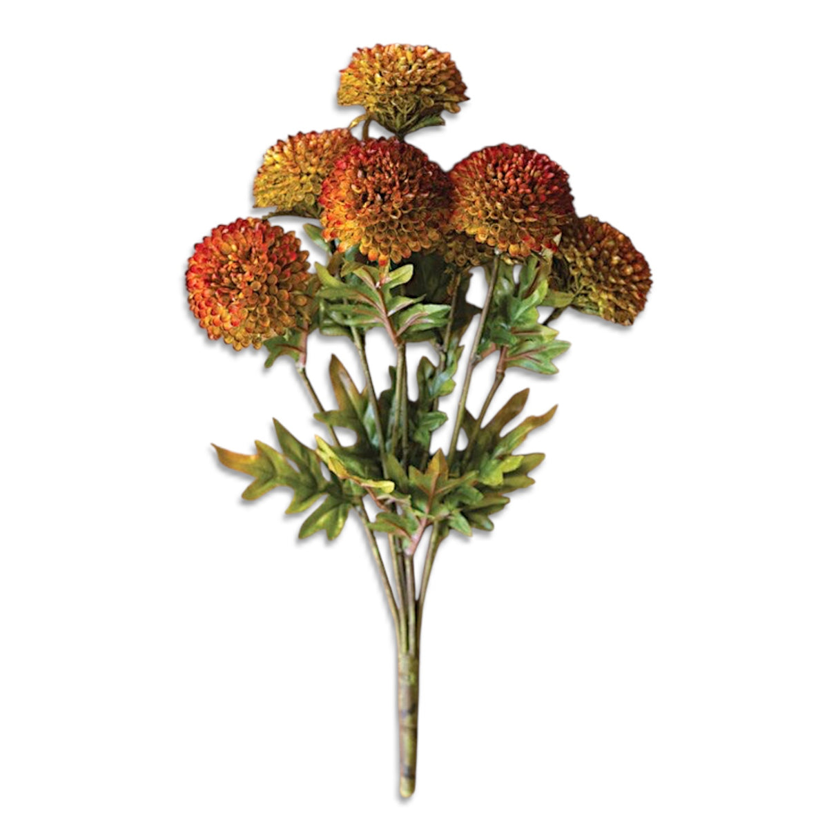 bundle of artificial auburn ball dahlia stems 17 inch fall faux floral arrangement
