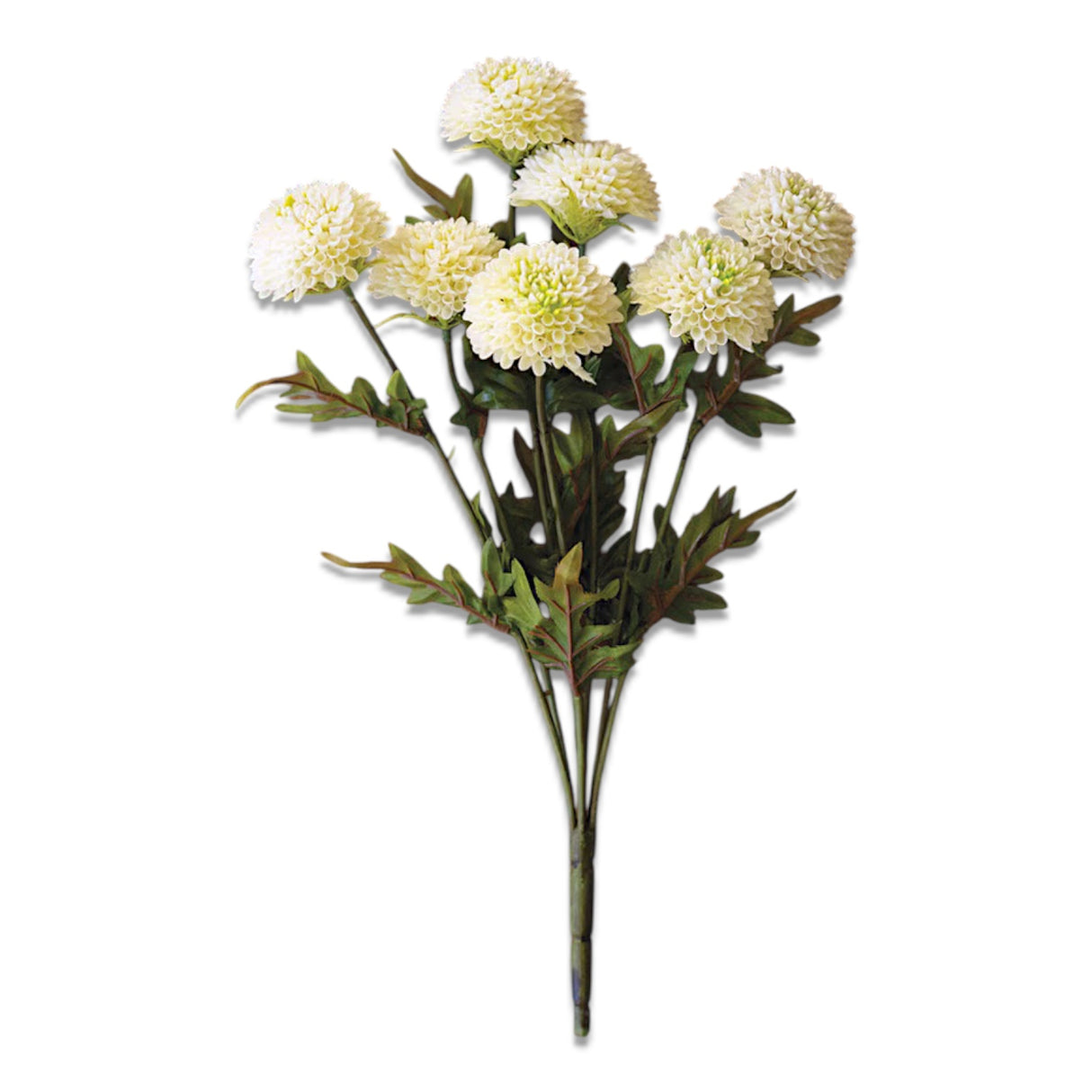 bundle of artificial white ball dahlia stems 17 inch faux floral arrangement