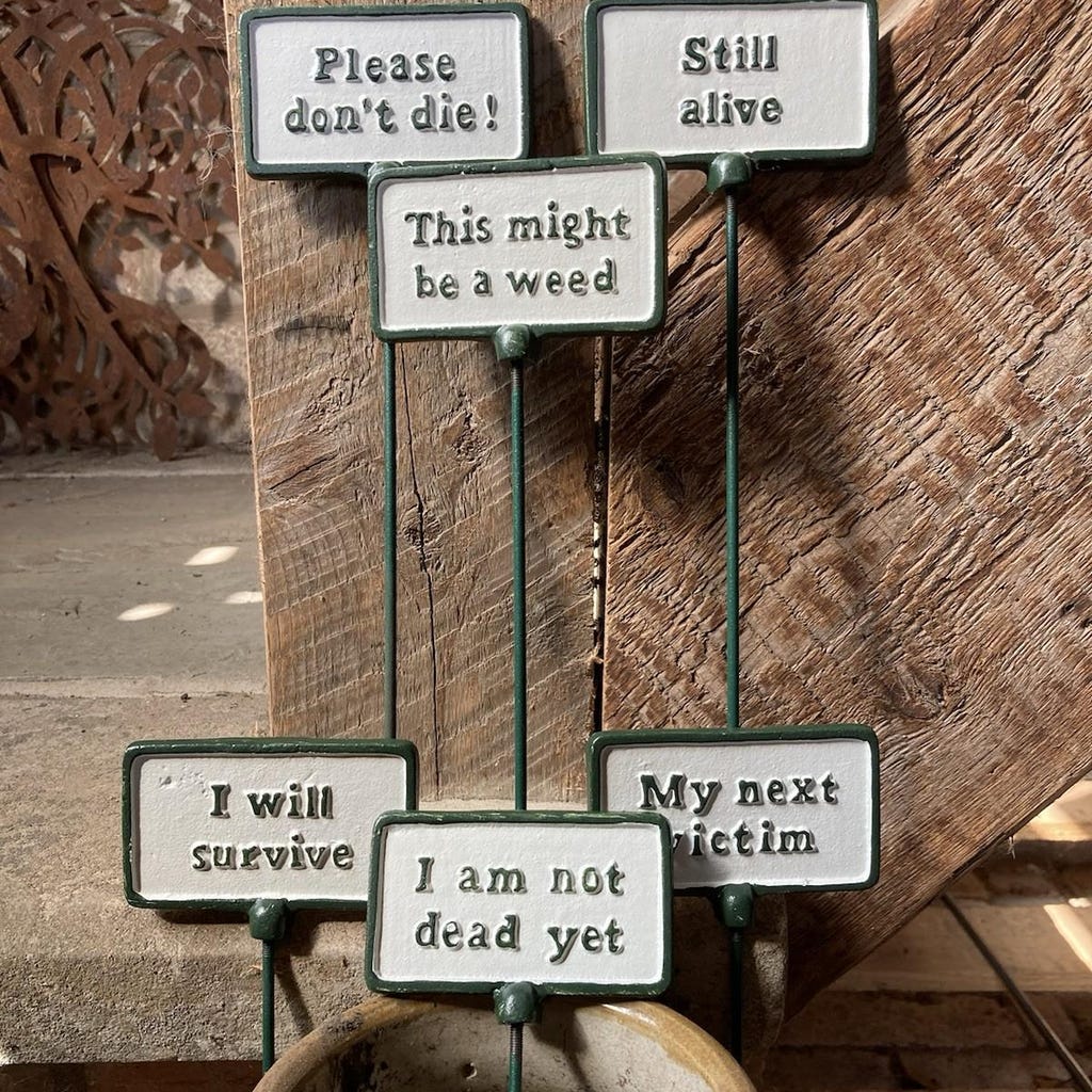 Funny Cast Iron Garden Plant Stake Sign