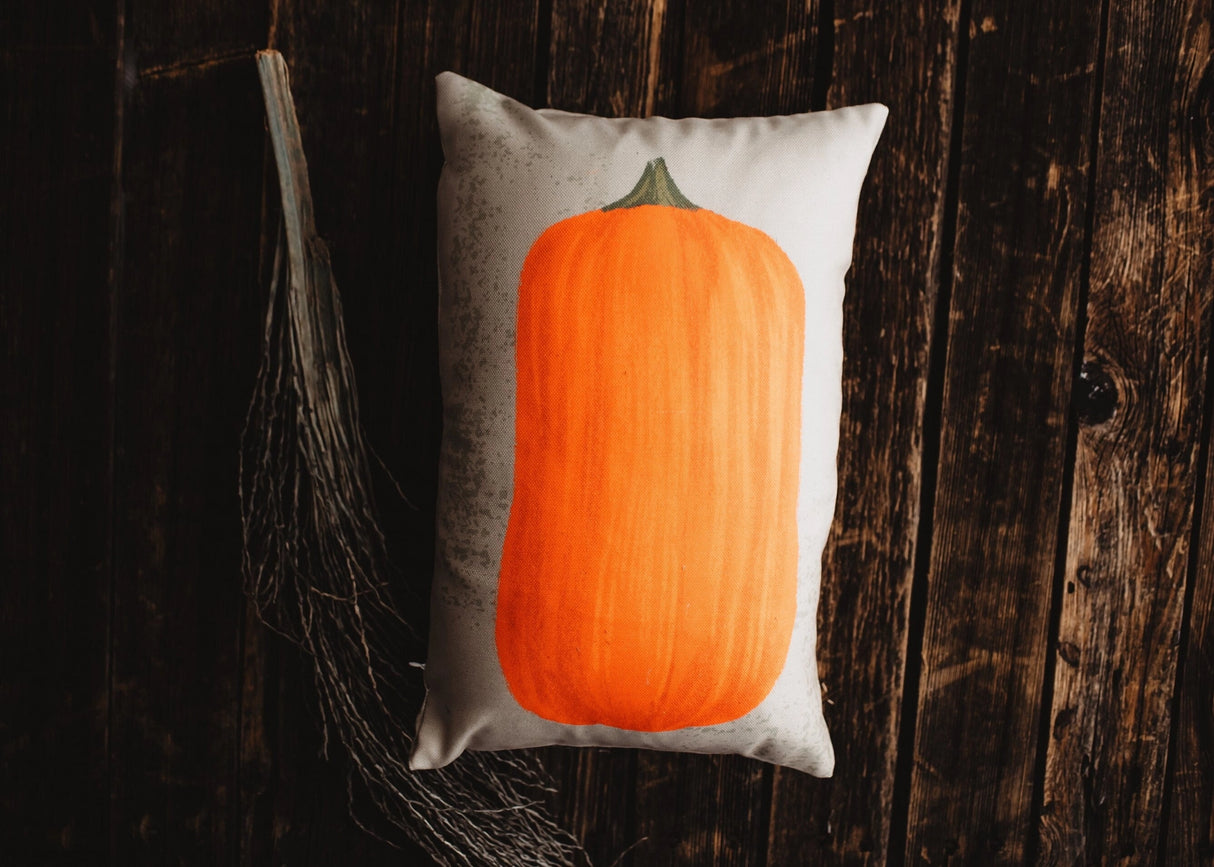 Primitive Orange Pumpkin Lumbar Pillow