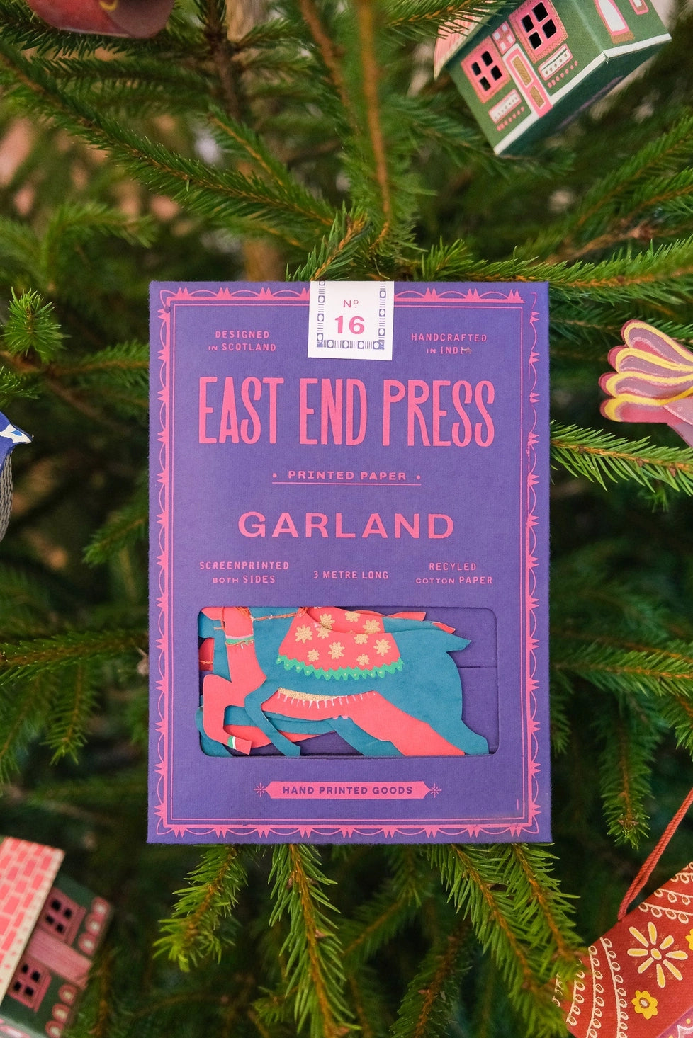 Bright Reindeer Sewn Paper Garland | East End Press