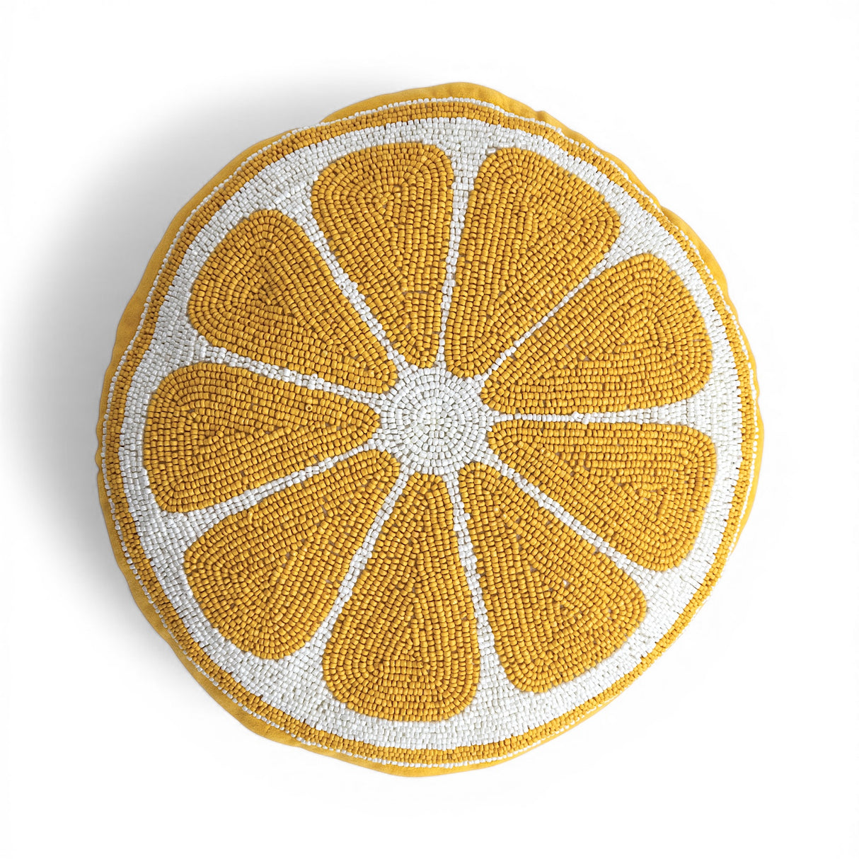 12 inch round beaded lemon slice pillow bright citrus spring summer home decor