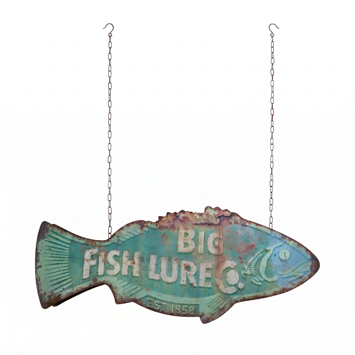 Big Fish Lure Co. Hanging Metal Wall Sign