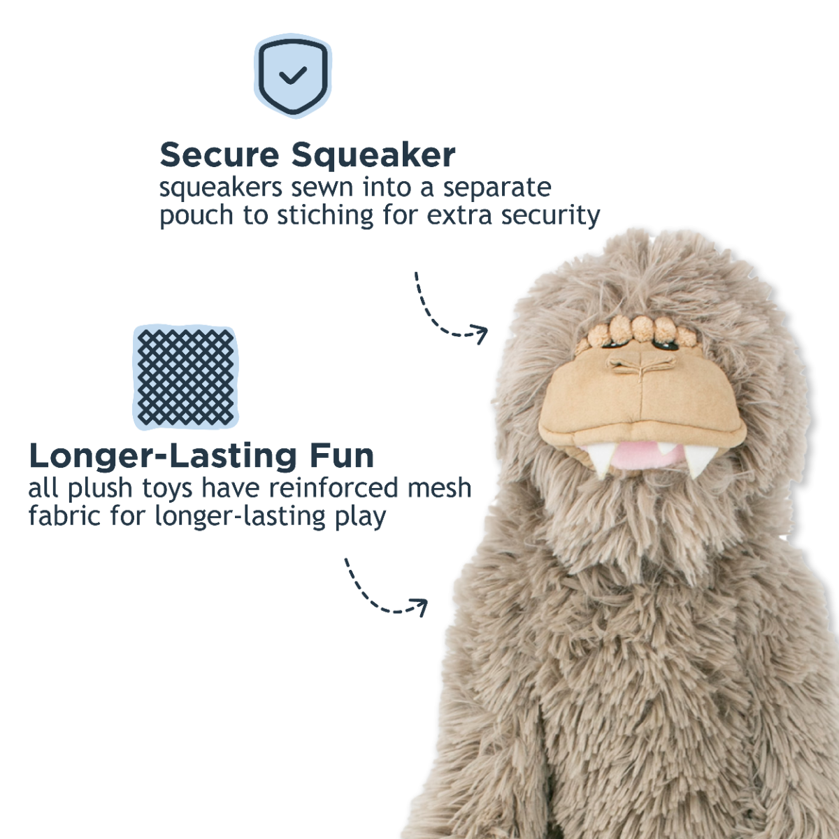 Stuffless Bigfoot Plush Squeaker Dog Toy