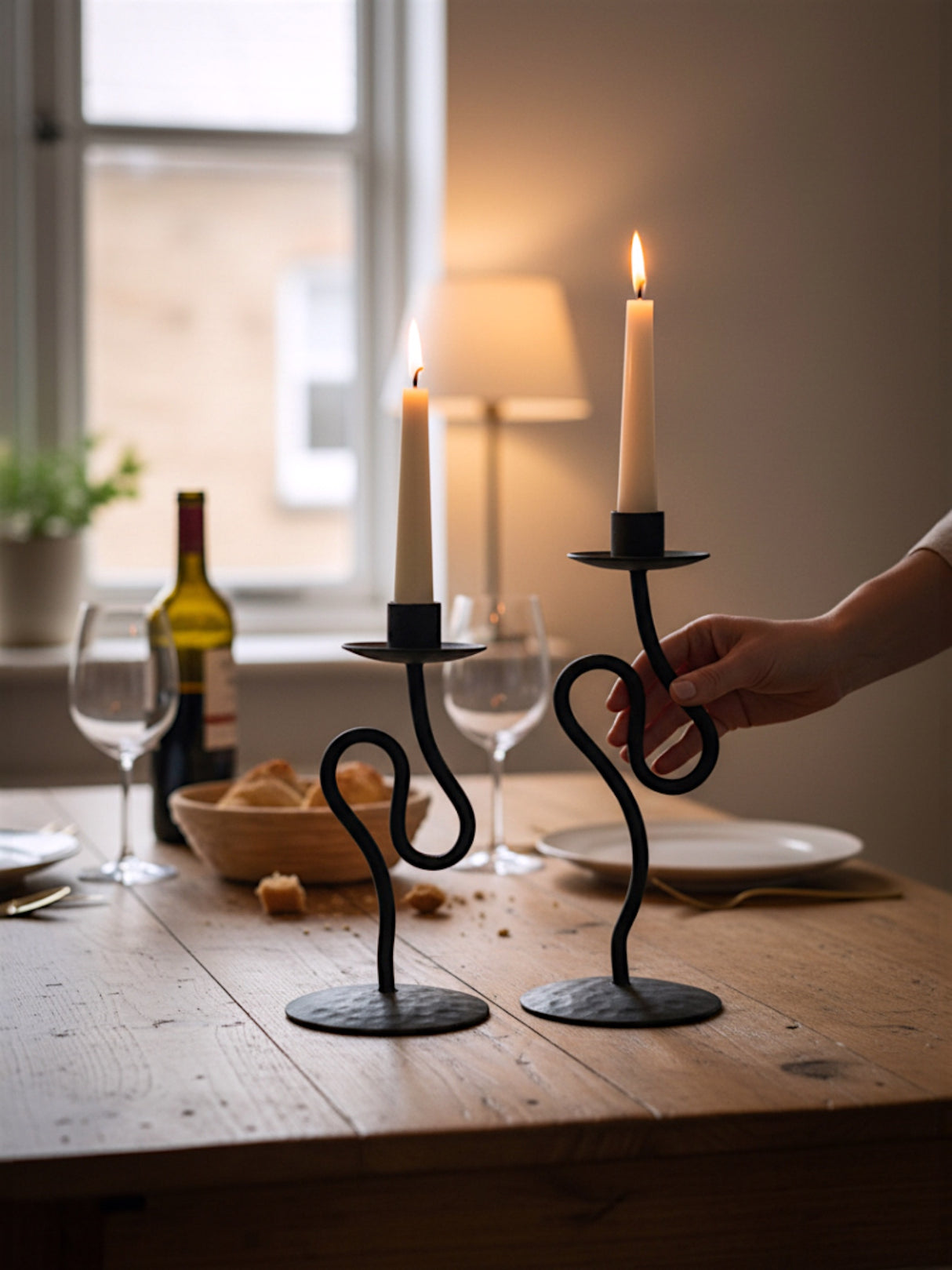 Hand-Forged Iron Taper Candle Holder