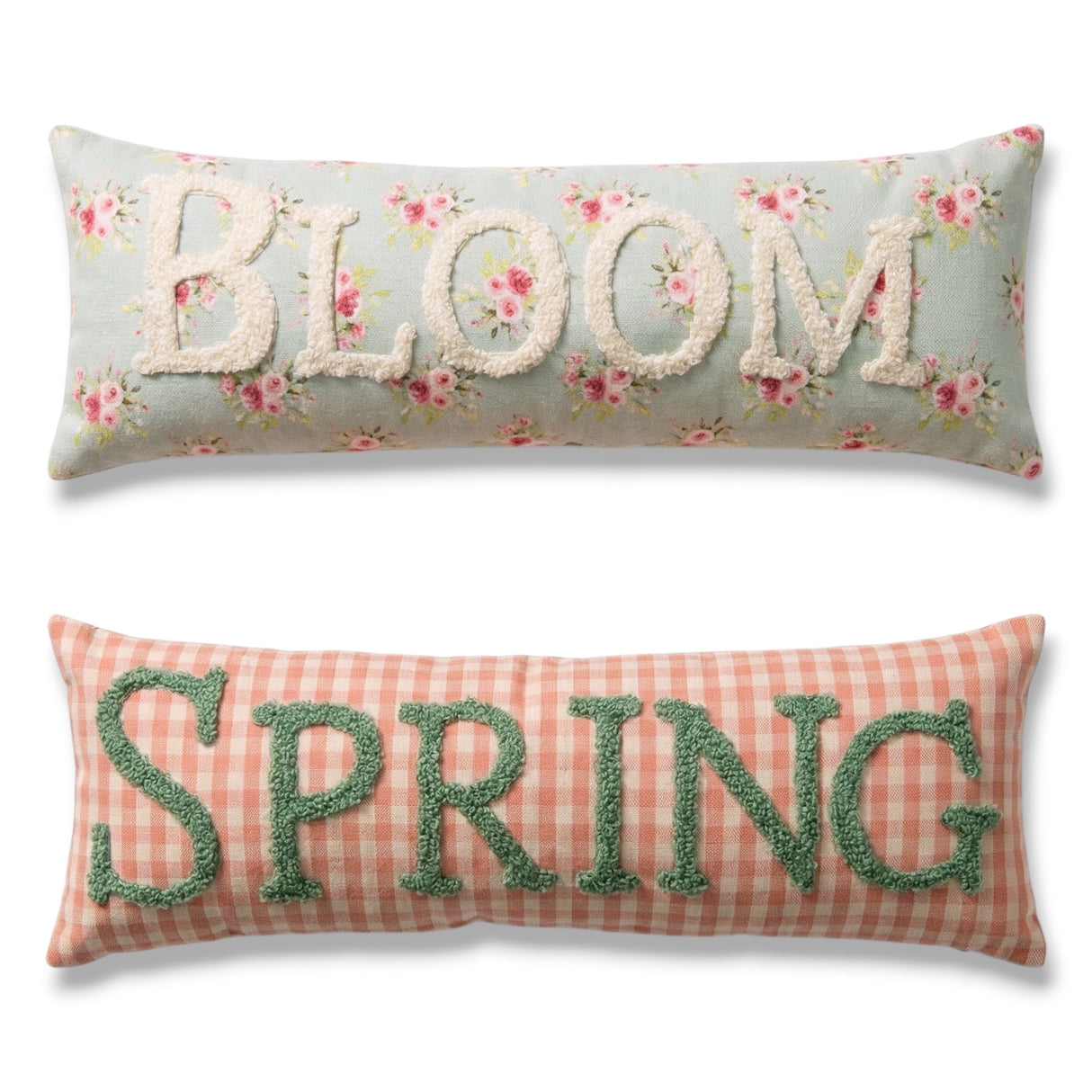 spring bloom lumbar pillows embroidered floral gingham decorative cushions