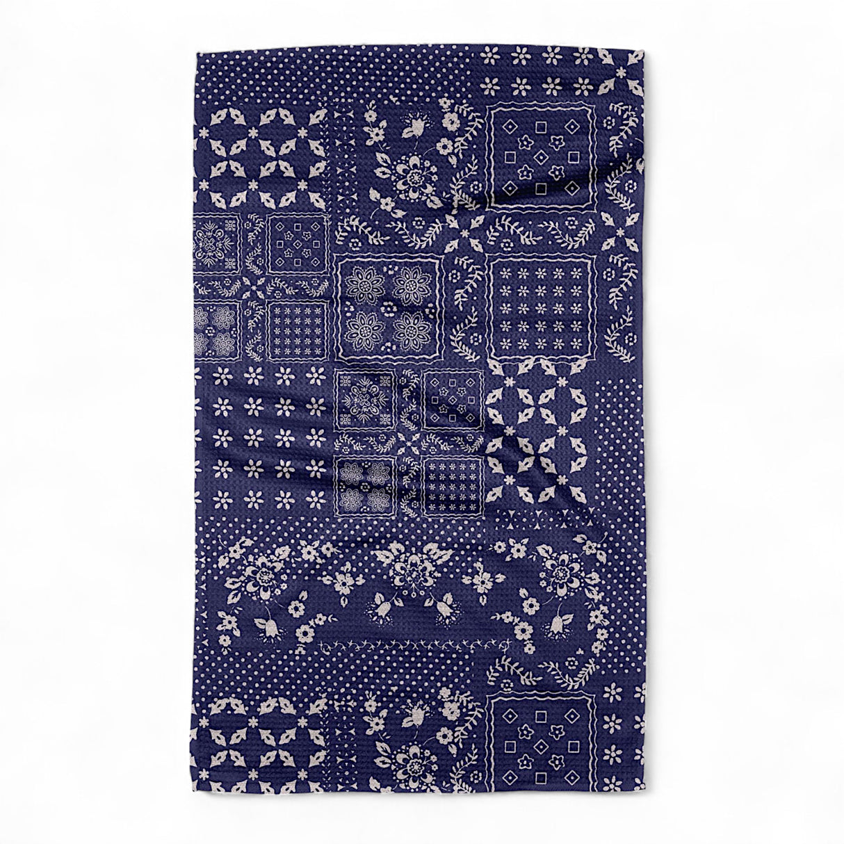 blue geometry tea towel