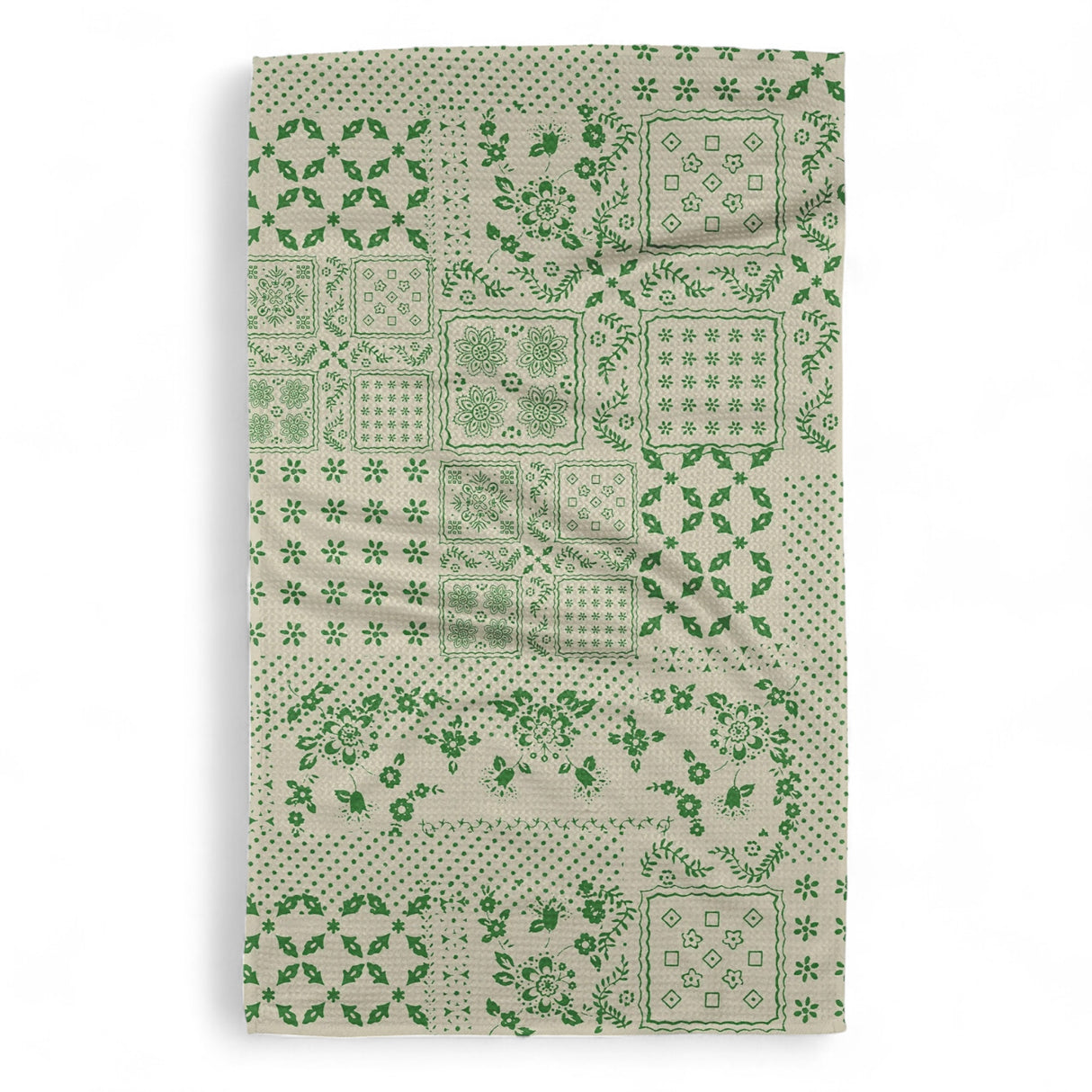 Blossoming Bandanna Green Geometry Tea Towel